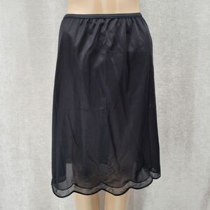 Vanity Fair Women's Vintage Black Slip Skirt With Scalloped Hemline